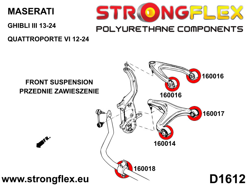 PU Front Lower Arm-Rear Bushing Sport 160017A Fits Maserati Ghibli, Quattroporte