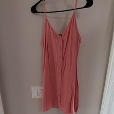 FOREVER 21 Pink Sundress Button Front Adjustable Straps Sleeveless V-Neck M
