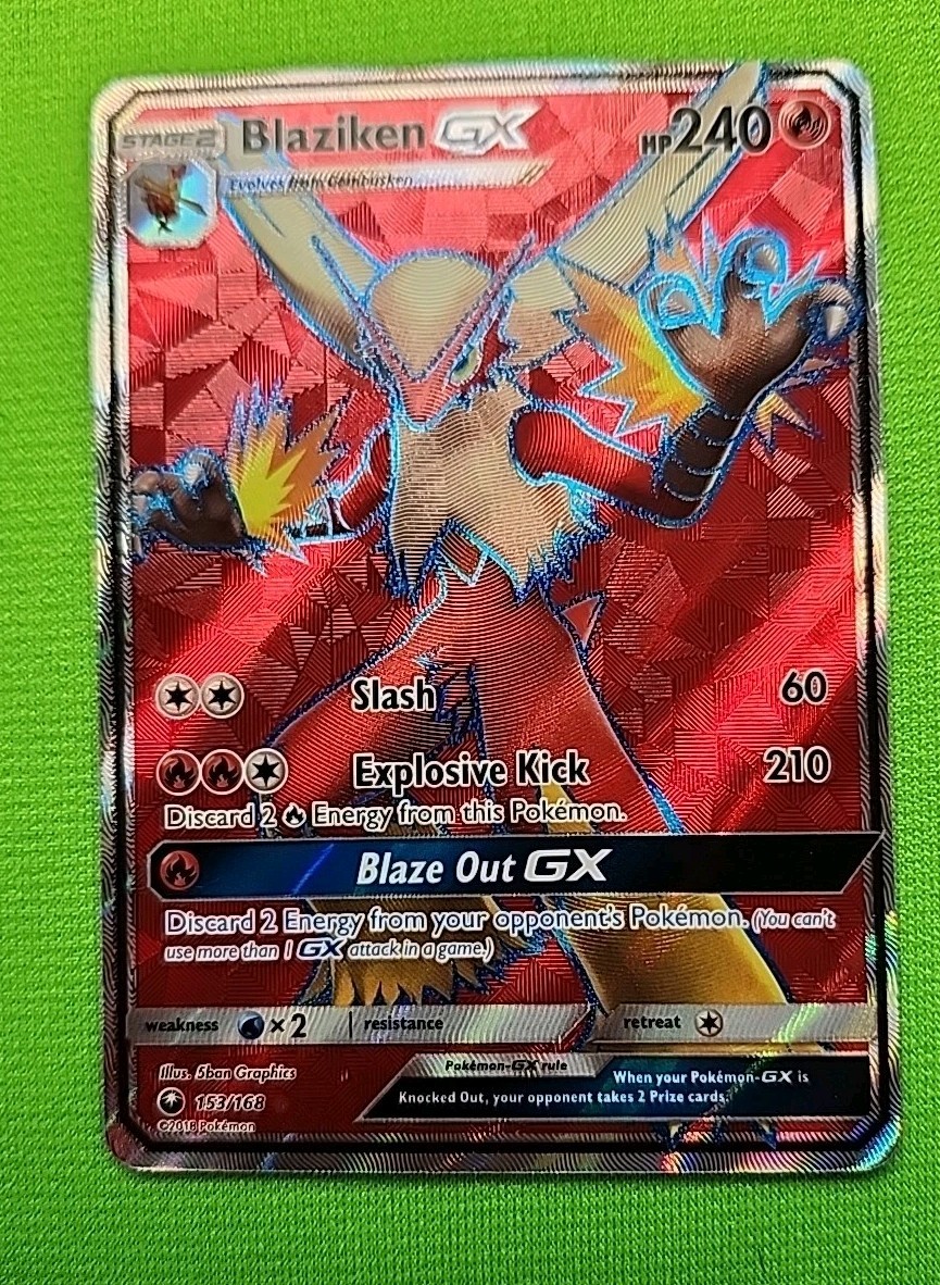 Blaziken GX - 153/168 - Ultra Rare NM Sun & Moon Celestial Storm Crisp Copy