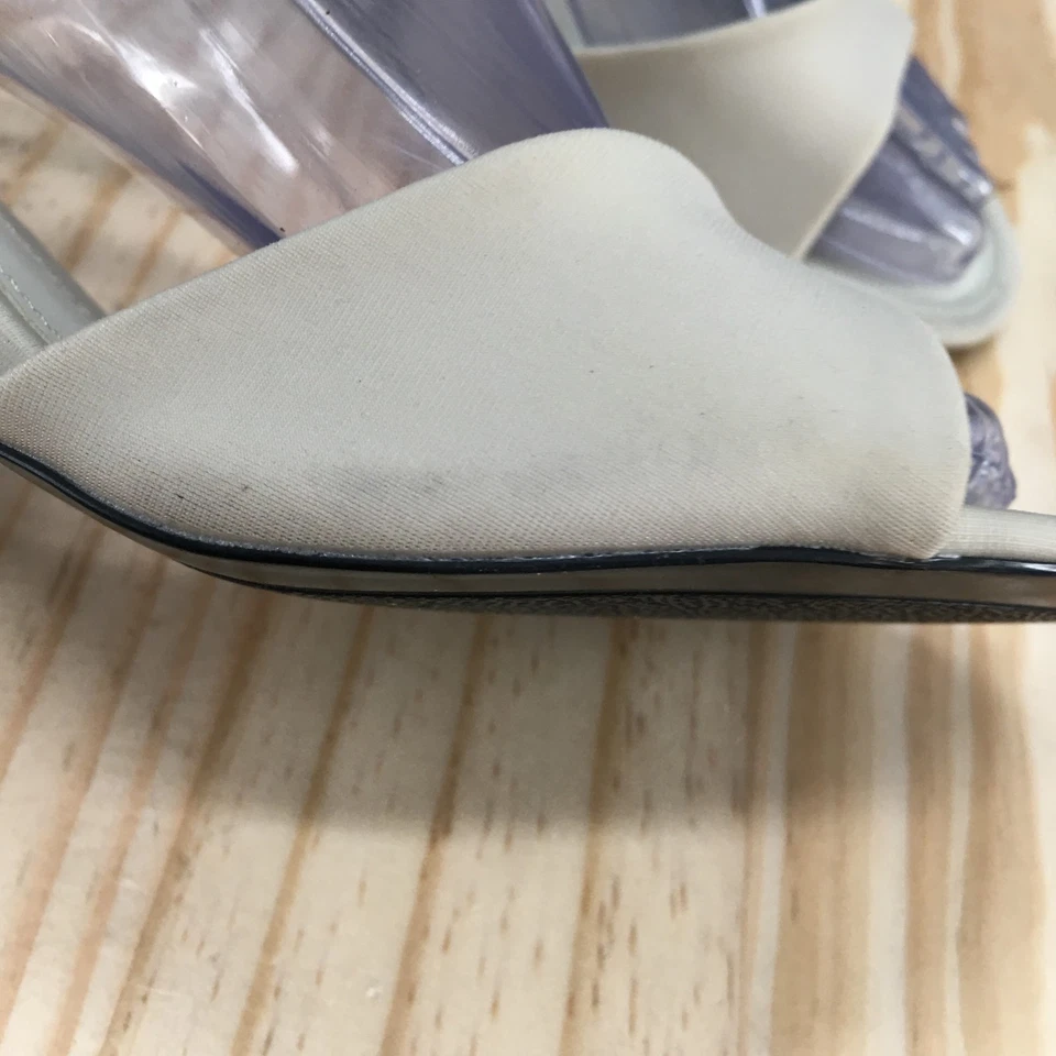 Sandálias femininas ZARA 38 salto gatinho biqueira aberta vestido fivela tornozelo tiras creme - Imagem 4 de 4