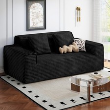 Boneless Sofa Deep Seat, Comfy Corduroy Cloud Sofa, No Assembly Required,Black