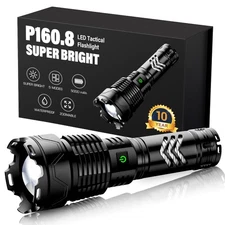 Rechargeable Flashlights High Lumens, 4000 LM XHP160.8 Powerful Tactical Flas...