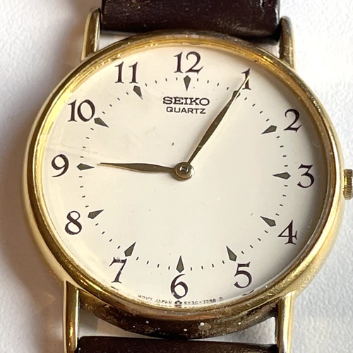 Vintage Seiko Men's Quartz Watch 30mm Gold Tone Case 5Y30-7009 Heritage