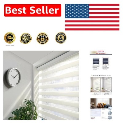 Elegant Cordless Zebra Blinds in White - Light Filtering Shades, 72''L x 23''W