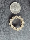 Gold Tone Round Circle Brooch Pin with 12 Clear Crystal Rhinestones, Prong Set — photo 3