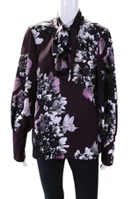 Natori Womens Purple Floral Button Down Size 10 13104777
