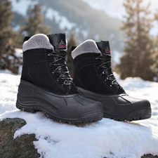 Mens Snow Boots Insulated Waterproof Rugged Winter Outdoor Work Ski Boots