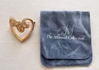 Attwood Sawyer A & S UK Goldtone Heart Pin Brooch Vintage Costume Jewelry w Bag