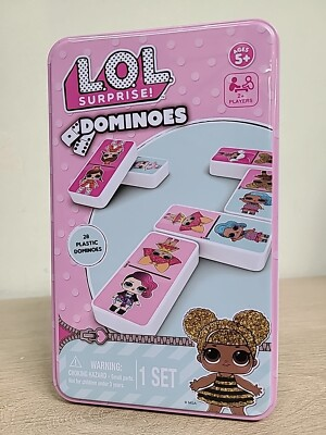 #ad LOL Suprise Dolls Dominoes Game NEW 24 plastic pieces in Storage Tin $14.89