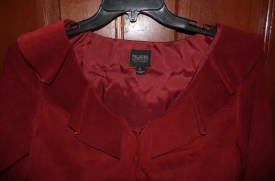 Haut Wilsons Leather Véritable Cuir Daim Bordeaux Col Volanté T.L NEUVE - Photo 2/4