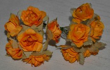 12 Fall Apricot Yellow Orange Paper Mini Flower Rose Bunch Pick 1 1/8" Floral