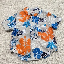 Genuine Kids Hawaiian Floral Button Shirt Sz 5T Short Sleeve Tropical Beach ET25