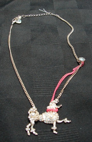 Vintage Betsey Johnson Rhinestone Poodle Necklace BEAUTIFUL! - Picture 1 of 4