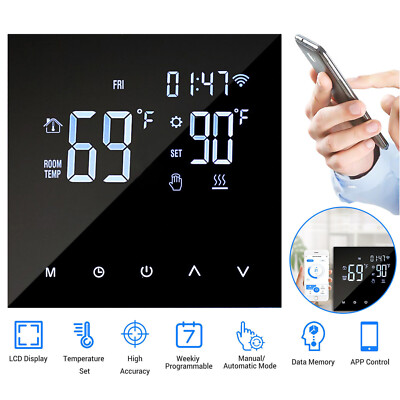 Wireless LCD Digital Smart Thermostat Home Room Sensor App Control Programmable