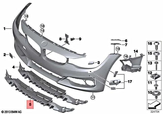 Genuine BMW F34 318d 320d 320dX 320i 320iX Insert Air Inlet Middle 
