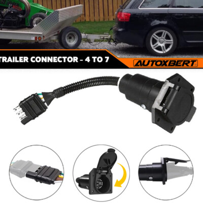 4 Flat to 7-Way Blade Trailer Tow RV and 4-Way Plug Connector Adapter Wire Truck