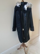 Urbancode Reversible Faux Shearling Coat Hooded Black Size Uk10 Rrp £290 New