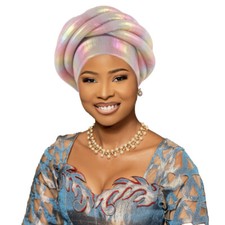 Nigerian Headwear Aso Oke African Women Headtie Wedding Cap Headwrap Bonnet Cap