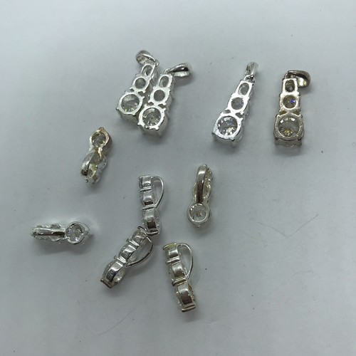 Vintage Lot Slider Pendants Rhinestones clear Crystals 10 pieces - Afbeelding 7 van 9