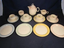 Homer Laughlin Eggshell Organdy Child Tea Hot Chocolate 16 pc Set Cream HandlesB