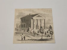 View of the State Normal School West Newton Massachusetts c 1853 Engraving (218)