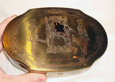 Schrafft's アンティーク金属製ボックス　Tin缶 Vntg Schrafft's Chocolate Candy Boston Mass One Pound Brass