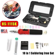 HS-1115K 10 IN 1 Portable Butane Gas Soldering Iron Kit Welding Kit Torch Pen