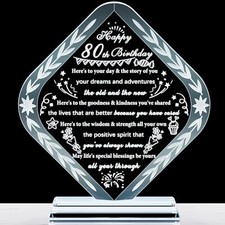 YWHL 80th Birthday Gifts for Women Men Crystal Gift for 80 Year Old Happy 80t...