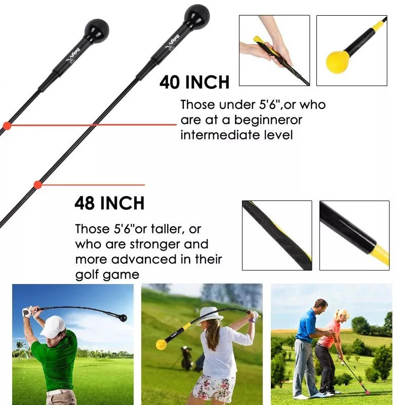 Golf Swing Trainer Training Aid Swing Trainer Golf Practice Warm-Up Stick  for Strength Flexibility and Tempo Training w/4 Colour & 2 Size 