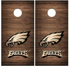 Philadelphia Eagles Vintage Wood Cornhole Board Decal Wrap Wraps brown 