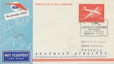 ÖSTERREICH 1960, Kab.-Erstflug der Austrian Airlines AUA "WIEN - VENEDIG"