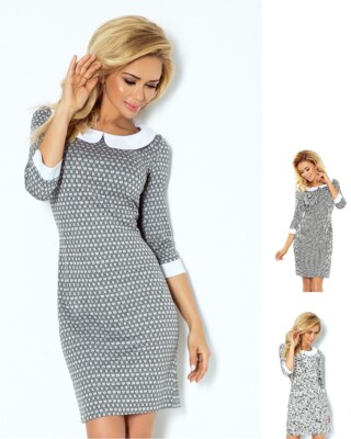 Numoco Kleid Etuikleid Minikleid figurbetont 34 36 38 40 42 Kragen 3/4-Ärmel