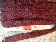 Red Navy Green Multi  Brush Fringe Trim  1 1/2" Upholstery 15 Y Craft MCM Retro
