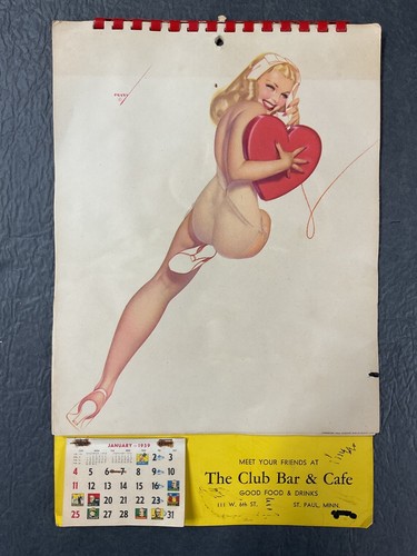 1959  Petty Pinup Vendor Calendar Same Days as 2026  St. Paul, MN