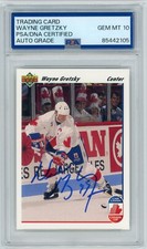 1991-92 UPPER DECK WAYNE GRETZKY CANADA  AUTOGRAPHED SIGNED HOCKEY CARD PSA 10
