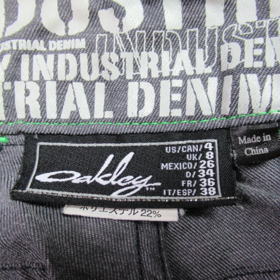 Pantalones Cortos Oakley Mujer Talla 4 Gris Punto Verde Carga Deportes al Aire Libre Patinador Surfista Foto 2 de 4