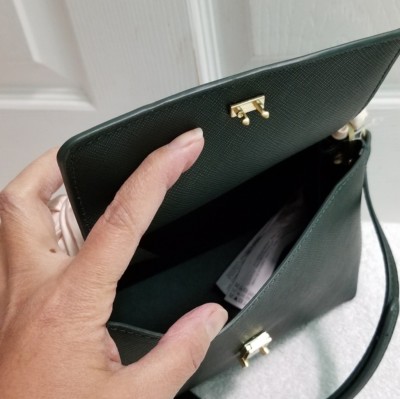 Mini Sac De Ville Zara Avec écharpe Imprimée à Pois - Vert Bouteille - 14x21x9 Cm - Neuf Avec étiquettes
