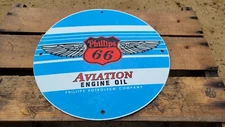 OLD VINTAGE PHILLIPS 66 AVIATON MOTOR OIL PORCELAIN GAS STATION GASOLINE SIGN!