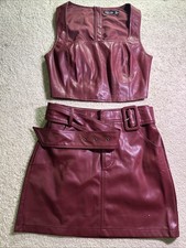 Nasty Gal Collection Size 4 US Red Leather Two Piece