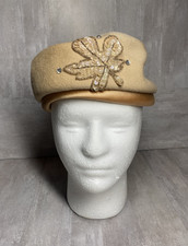 Vintage Glenover Hat Beret Womens Small Wool Sequin Floral Embellished 50s 60s
