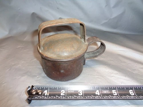 Antique Soldiers/Sailor Tin Cup with Retrofitted Tin Lid - 3" Diameter - 2" Deep