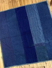 Vintage Indigo Sashiko Quilted Cotton Boro Fabric Multi-Cover Rug 65x54"