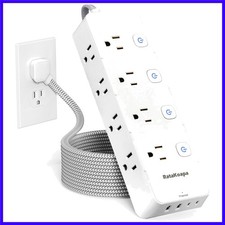 10 Ft Surge Protector Power Strip - 8 Widely AC Outlet 4 USB Ports2 USB C, Fl...