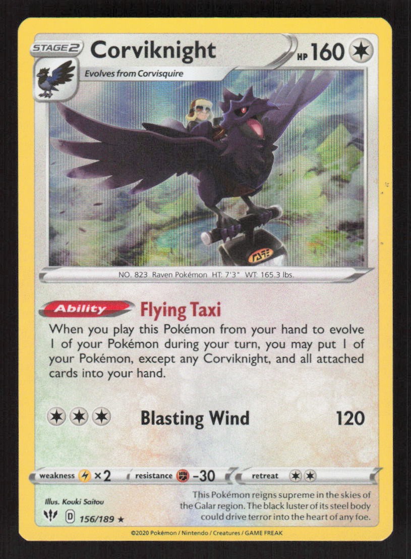 Pokemon TCG Darkness Ablaze Holo Corviknight #156/189