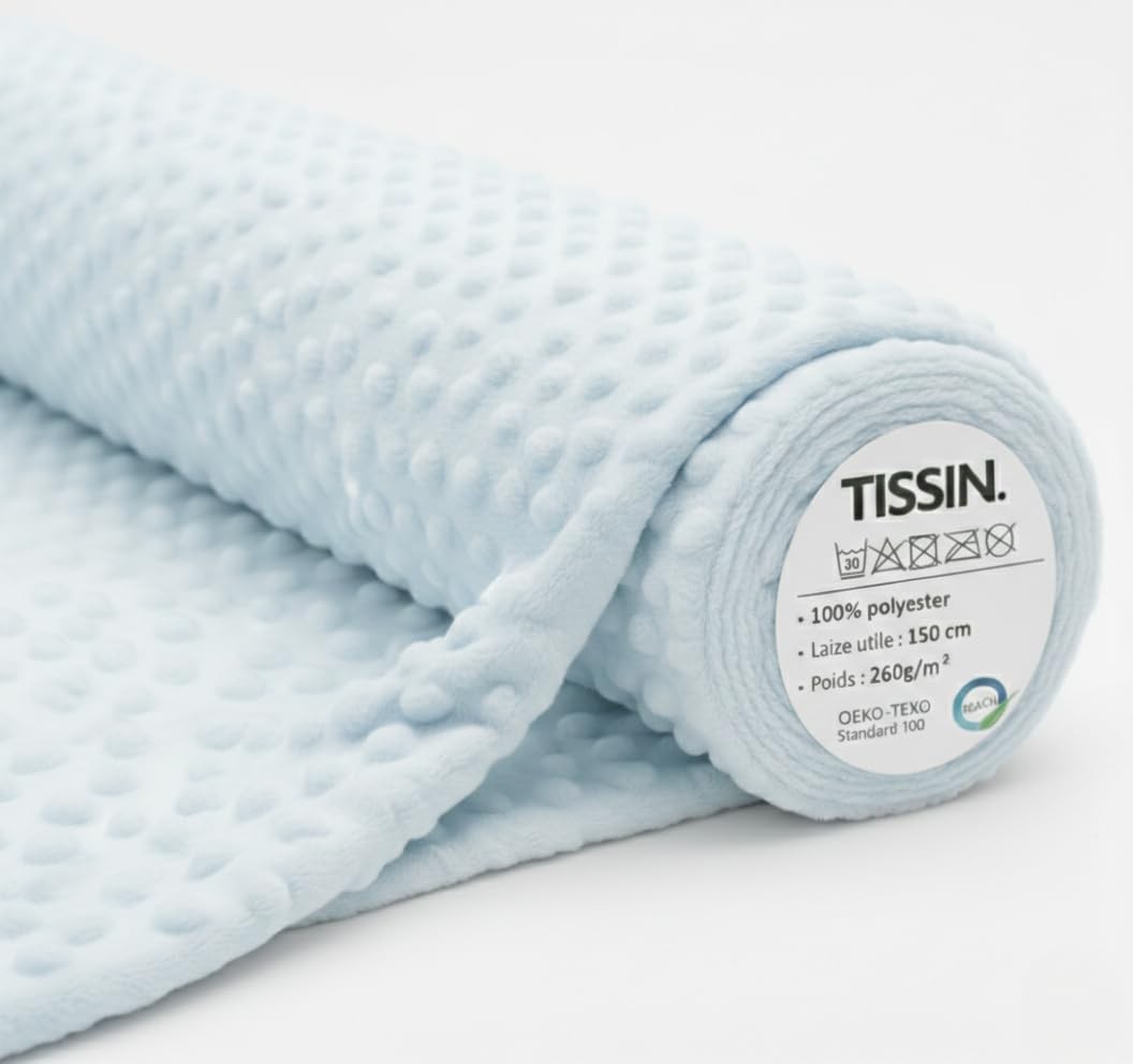 Tissu Minky Bubble bleu ciel anti-irritation pour peaux sensibles de bébé