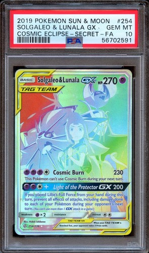 PSA 10 Pokemon Solgaleo & Lunala GX Cosmic Eclipse 254/236 GEM MINT