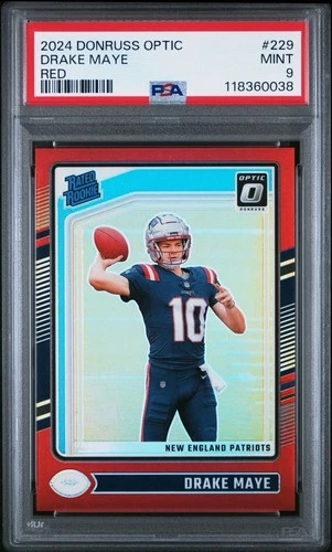 2024 Panini Donruss Optic Drake Maye #229 Red /125 PSA 9 Low Pop