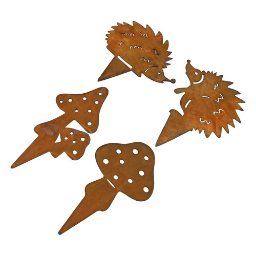 Unique 4PCS Decorative Garden Stakes Featuring Hedgehogs and Mushrooms - Picture 8 of 17