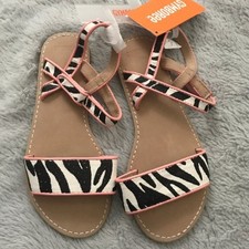 NWT Gymboree sandals girls sz 13 black white zebra stripe shoes - Animal Party