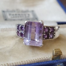 Cocktail Sterling Silver Ring Bi Colour Amethyst Jewellery, 3.43ct, UK Size R